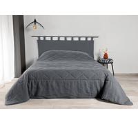 LINDER jeté de lit en Tissu ouatiné uni - Tissu tissé et Teint en France - Rectangulaire - Coloris Gris - Dimensions 230x250cm - Tissu 100% Lin et ouate 100% Polyester - Collection LIBECCIO