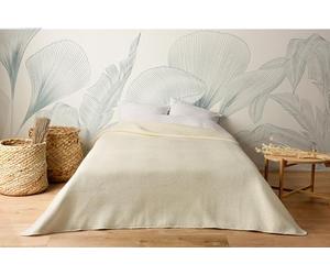 LINDER jeté de lit matelassé Motif capitoné - Coloris Blanc Mat - 100% Polyester - Dimensions 180x240cm - Collection Hawaï