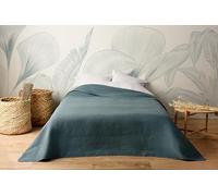 LINDER jeté de lit matelassé Motif capitoné - Coloris Bleu Capri - 100% Polyester - Dimensions 180x240cm - Collection Hawaï