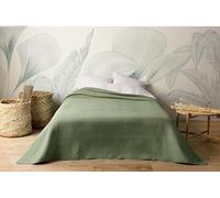 LINDER jeté de lit matelassé Motif capitoné - Coloris Vert Kaki - 100% Polyester - Dimensions 180x240cm - Collection Hawaï