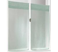 LINDER Paire de vitrages Droits Kaolin Point Clair en Coloris Vert d'eau Finition Passe-Tringle 60x120cm