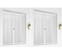 Linder Paire de vitrages Scala Blanc azuré en 60x140cm (Lot de 2)