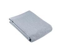 LINDER Plaid Naturel au CBD - Tissé et Teint en France - Motif Chevron - Coloris Bleu Denim - Style Naturel - Fnition Ourlet 4 côtés - 51% Coton 28% Polyester 21% Lin - Collection Relax