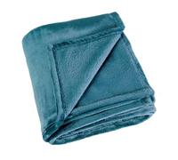 LINDER - Plaid rectangulaire Doux et cocooning - Coloris Bleu Pétrole - 100% Polyester - Dimensions 130x180cm - Collection Cocoon