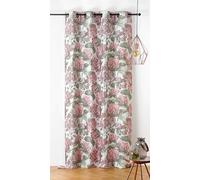 LINDER Rideau à Motif Fleur - Style Floral/Nature - Œillets Canon de Fusil - Coloris Rose Dragée et Blanc - Dimensions 140x240cm - 87% Polyester 12% Coton 1% Autres Fibres - Collection Hortensia