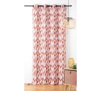 LINDER Rideau à Motif Ikat - Tissu Upcyclé - Style Ethnique - Œillets Canon de Fusil - Coloris Rouge Terracotta - Dimensions 140x280cm - 67% Polyester 31% Coton 2% Autres Fibres - Collection Ikat