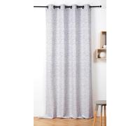 LINDER Rideau à Motif Inspiration Tweeds Anglais - Style Rustique - Finition Œillets Canon de Fusil - Coloris Bleu Orage et Blanc -Dimensions 140x240cm - 89% Polyester 11% Lin - Collection Harris