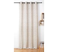 LINDER Rideau à Motif Inspiration Tweeds Anglais - Style Rustique - Finition Œillets Canon de Fusil - Coloris Lin et Blanc - Dimensions 140x240cm - 89% Polyester 11% Lin - Collection Harris