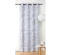 LINDER Rideau à Motif Nuage - Tissu Upcyclé - Style Onirique - Œillets Canon de Fusil - Coloris Bleu Nuit et Blanc - 140x240cm - 67% Polyester 31% Coton 2% Autres Fibres - Collection Nuage
