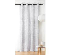 LINDER Rideau à Motif Nuage - Tissu Upcyclé - Style Onirique - Œillets Canon de Fusil - Coloris Gris Vapeur et Blanc - 140x240cm - 67% Polyester 31% Coton 2% Autres Fibres - Collection Nuage