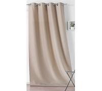 LINDER Rideau Outdoor déperlant - tissé et Teint en France - Finition Oeillets Canon de Fusil antioxydant - Coloris Taupe Clair - Dimensions 135x240cm - 100% Polyester - Collection Toile EXTÉRIEURE