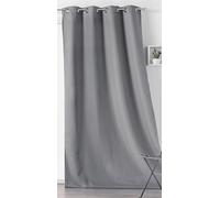 LINDER Rideau Outdoor déperlant - tissé et Teint en France - Finition Oeillets Canon de Fusil antioxydant - Coloris Gris Souris - Dimensions 135x240cm - 100% Polyester - Collection Toile EXTÉRIEURE