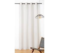 LINDER Rideau Phonique à Motif Tressage - Style Nature- Finition Œillets Canon de Fusil - Coloris Blanc Pur - Dimensions 140x240cm - 38% Coton 37% Polyester 25% Chanvre - Collection Pollen