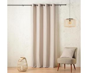 Linder Rideau Rayure Fine Pop et vitaminées - Style Naturel - Coloris Beige Ficelle et Blanc cassé - œillets Canon de Fusil - 145x260cm - 56% Polyester 31% Lin 13% Coton - Collection Palermo