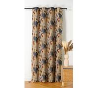 Linder - Rideau Tissé et Teint en France - Style Exotique - Finition Œillets Couleur Canon de Fusil - Coloris Jaune Moutarde - Dimensions 140x260cm - 100% Polyester - Collection Perruche