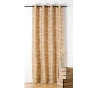 LINDER - Rideau Tissé et Teint en France - Style Nature - Finition Œillets Couleur Canon de Fusil - Coloris Miel - Dimensions 140x240cm - 63% Polyester 37% Coton - Collection Chablis