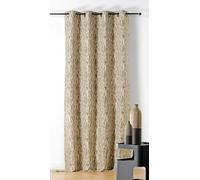 LINDER - Rideau Tissus Upcyclé - Tissé et Teint en France - Rideau Style Mineral Moucheté - Finition Œillets Canon de Fusil - Coloris Jaune Ocre - Dimensions 140x240cm - Collection Basalte