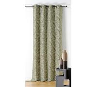 LINDER - Rideau Tissus Upcyclé - Tissé et Teint en France - Rideau Style Mineral Moucheté - Finition Œillets Canon de Fusil - Coloris Vert Aventurine - Dimensions 140x240cm - Collection Basalte