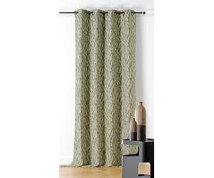 LINDER - Rideau Tissus Upcyclé - Tissé et Teint en France - Rideau Style Mineral Moucheté - Finition Œillets Canon de Fusil - Coloris Vert Aventurine - Dimensions 140x240cm - Collection Basalte