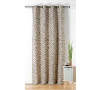 LINDER - Rideau Tissus Upcyclé - Tissé et Teint en France - Rideau Style Tigré - Finition Œillets Canon de Fusil - Coloris Beige Chamoix et Gris Chartreux - Dimensions 140x240cm - Collection Zulu