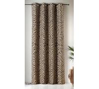 LINDER - Rideau Tissus Upcyclé - Tissé et Teint en France - Rideau Style Tigré - Finition Œillets Canon de Fusil - Coloris Beige Cannelle et Noir - Dimensions 140x240cm - Collection Zulu