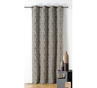 LINDER - Rideau Tissus Upcyclé - Tissé et Teint en France - Style Mineral Moucheté - Finition Œillets Canon de Fusil - Coloris Gris Bistre - Dimensions 140x240cm - Collection Basalte