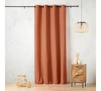 LINDER Rideau Toile Effet Lin tissé - Tissé et Teint en France - Coloris Marron Rouille - Dimensions 135x260cm - 60% Polyester 40% Coton - Collection Toile Aspect Lin
