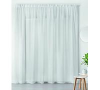 Linder Rideaux Voilage d'intérieur prêt-à-Poser Transparent élégant pour Fenêtre Polyester Lin Blanc Finition Galon Fronceur Dimensions 240 x 215 cm idéal Salon Chambre Cuisine