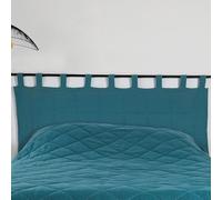 LINDER tête de lit en tissu ouatiné - Tissé et teinté en France - Finition à pattes - Coloris bleu paon - Dimensions 160x70cm - Tissu 100% lin et ouate 100% polyester - Collection LIBECCIO