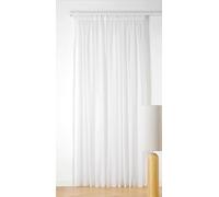 LINDER - Voilage Aspect Givrée - Finition Galon Fronceur - Coloris Blanc Neige - Grande Largeur 295x260cm - 100% Polyester - Collection Freeze
