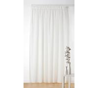 LINDER - Voilage Bouclette - Finition Galon Fronceur - Coloris Écru - Grande Largeur 240x260cm - 100% Polyester - Collection Boucline