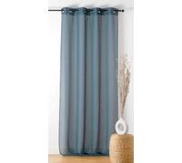 LINDER - Voilage Bouclette - Finition Œillets Couleur Canon de Fusil - Coloris Bleu Orion - 140x240cm - 100% Polyester - Collection Boucline