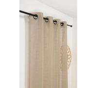 Linder - Voilage Carreaux Alsaciens - Finition Œillets Couleur Canon de Fusil - Coloris Beige Avoine - 145x260cm - 60% Polyester 40% Coton - Tissé et Teint en France - Collection Kelsch