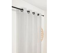 Linder - Voilage Carreaux Alsaciens - Finition Œillets Couleur Canon de Fusil - Coloris Blanc Linge - 145x260cm - 60% Polyester 40% Coton - Tissé et Teint en France - Collection Kelsch
