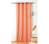 LINDER Voilage Doux et Souple - Style Chaleureux - Finition Œillets Canon de Fusil - Coloris Orange Corail - Dimensions 140x240cm - 85% Polyester 15% Coton - Collection Tenessee