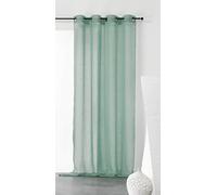 LINDER Voilage Naturel en Polyester Lin Kaolin Coloris Vert d'eau Finition œillets Canon de Fusil en 150x240cm