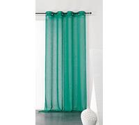 LINDER Voilage Naturel en Polyester Lin Kaolin Coloris Vert émeraude Finition œillets Canon de Fusil en 150x240cm