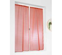 LINDER Voilage Paire de Vitrage - Passe Tringle - Orange Terracotta - 60x140cm - 100% Polyester - Certifié Oeko -TEX - Tissé et Teint en France - Collection Etamine Givrée