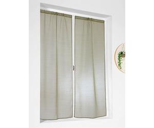 LINDER Voilage Paire de Vitrage - Passe Tringle - Vert Olive - 60x140cm - 100% Polyester - Certifié Oeko -TEX - Collection Etamine Givrée