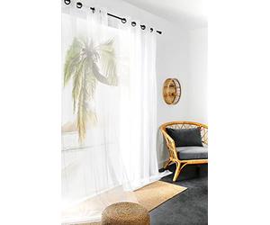 LINDER voilage STOP MOUSTIQUE élimine les moustiques - Tissé et teint en France - Finition Oeillets canon de fusil - Coloris Blanc - Dimensions 145x260cm - 100% Polyester