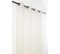 Linder Voilage uni avec Jeu de Rayure - Tissé et Teint en France - Style épuré - Coloris Blanc Ivoire - œillets Canon de Fusil - 150x280cm - 79% Polyester 21% Lin - Collection Bohème