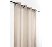Linder Voilage uni avec Jeu de Rayure - Tissé et Teint en France - Style épuré - Coloris Naturel - œillets Canon de Fusil - 150x280cm - 79% Polyester 21% Lin - Collection Bohème