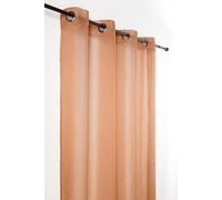 Linder Voilage uni avec Jeu de Rayure - Tissé et Teint en France - Style épuré - Coloris Rose cuivre - œillets Canon de Fusil - 150x280cm - 79% Polyester 21% Lin - Collection Bohème