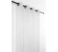 Linder Voilage uni brodé avec Un Trait Fin et courbé - Style océanique - Coloris Blanc Nacre - Finition œillets Ronds Canon de Fusil - Dimensions 140x280cm - 100% Polyester - Collection Sirène