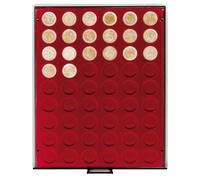 LINDNER Das Original Box Monnaies FUMÉ à 54 alvéoles Ronds pour Monnaies Ø 25,75 mm, par ex. pour 2 Euro