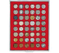 LINDNER Das Original Box Monnaies Standard à 48 alvéoles carrés pour Monnaies/Capsules jusqu'à Ø 28 mm