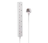Lindy Multiprise - Secteur UK 6 Voies Gang Socket, Blanc, 5 m