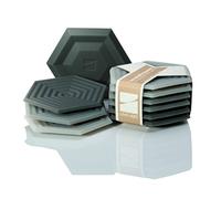 LINE+ARC The Original Degrē Lot de 6 Dessous de Verre de 10 mm d'épaisseur - Résistants au Lave-Vaisselle - Résistants aux Taches - en Silicone - pour Table Basse - Forme hexagonale Moderne - en