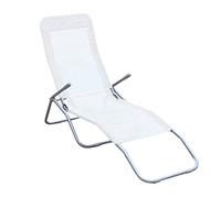 Linea Garden Friend Chaise Longue Pliante en Tube d'acier ⌀ 25 mm et Bâche Textilene 450 GR, Couleur Blanche