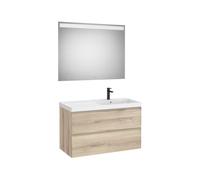 Linea pack (meuble+lav asymétrique droite+miroir eidos) 2 tiroirs 1000 mm bois - ROCA A852498524